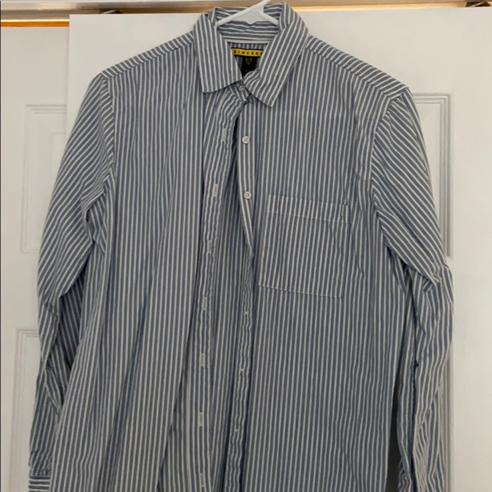 button up collared striped shirt